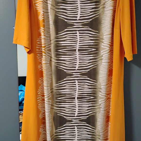 Beautiful, mustard and brown dress for all occasions, with a hint of cream - Picture 2 of 2